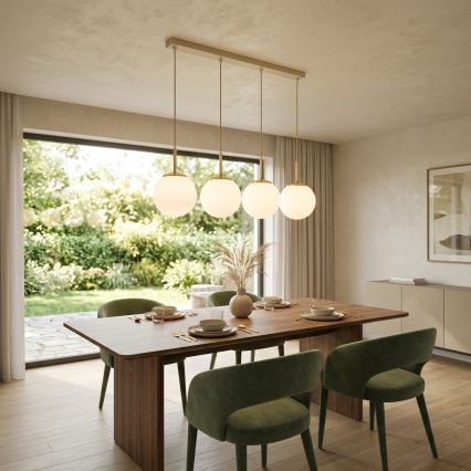 Brilagi - Hanglamp aan kabel MILO 4xE27/60W/230V beige/goud