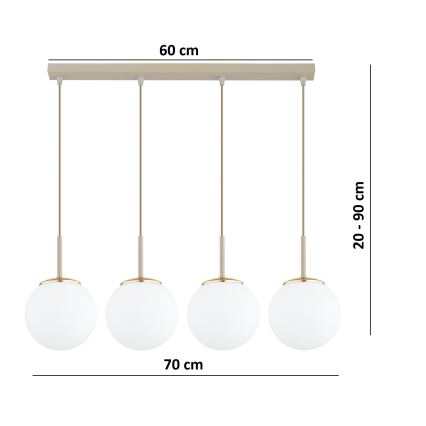 Brilagi - Hanglamp aan kabel MILO 4xE27/60W/230V beige/goud