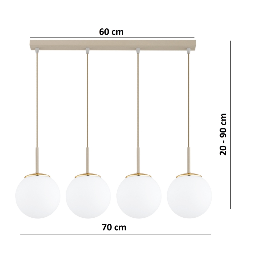 Brilagi - Hanglamp aan kabel MILO 4xE27/60W/230V beige/goud