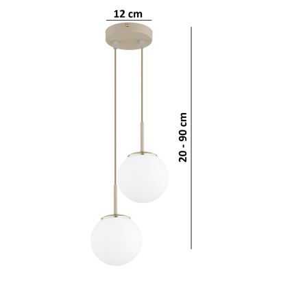 Brilagi - Hanglamp aan kabel MILO ECRU 2xE27/60W/230V beige/goud