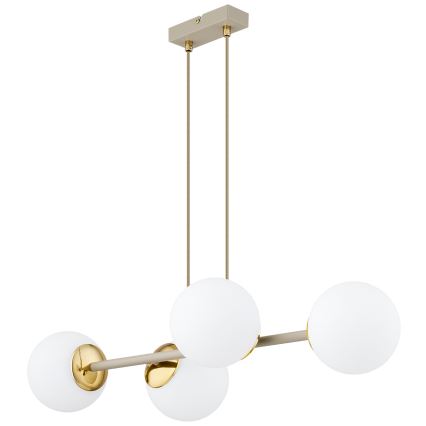 Brilagi - Hanglamp aan kabel MILO ECRU 4xE27/60W/230V beige/goud