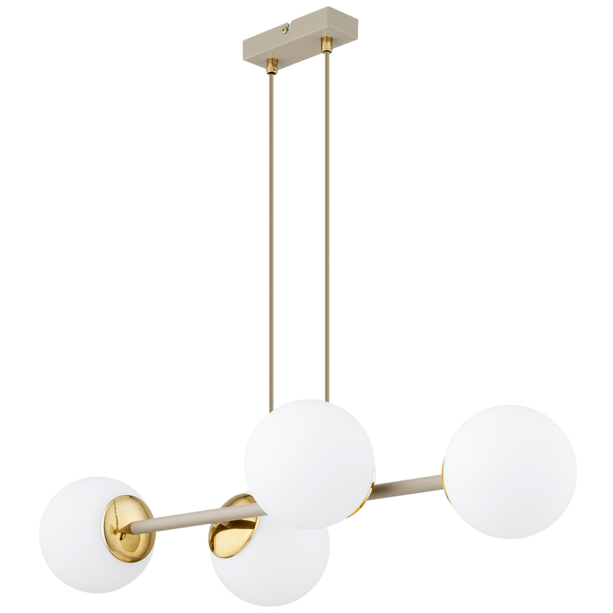 Brilagi - Hanglamp aan kabel MILO ECRU 4xE27/60W/230V beige/goud