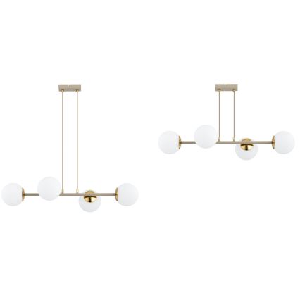 Brilagi - Hanglamp aan kabel MILO ECRU 4xE27/60W/230V beige/goud