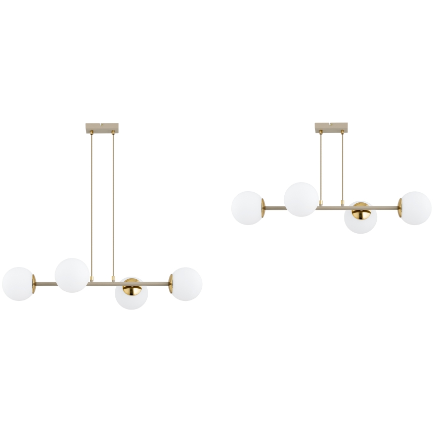 Brilagi - Hanglamp aan kabel MILO ECRU 4xE27/60W/230V beige/goud