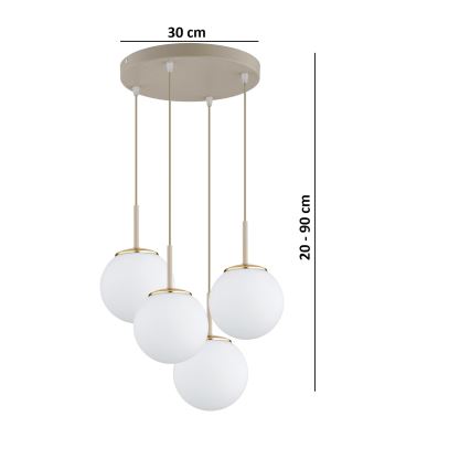 Brilagi - Hanglamp aan kabel MILO ECRU 4xE27/60W/230V beige/goud