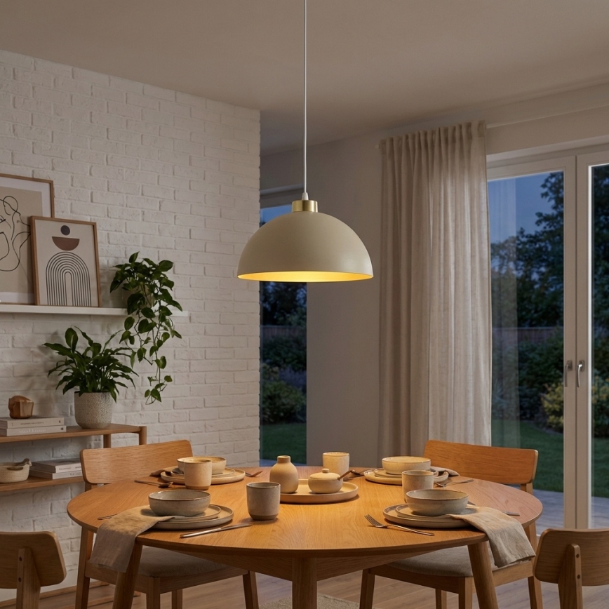 Brilagi - Hanglamp aan kabel MOON 1xE27/60W/230V Ø 30 cm beige/goud