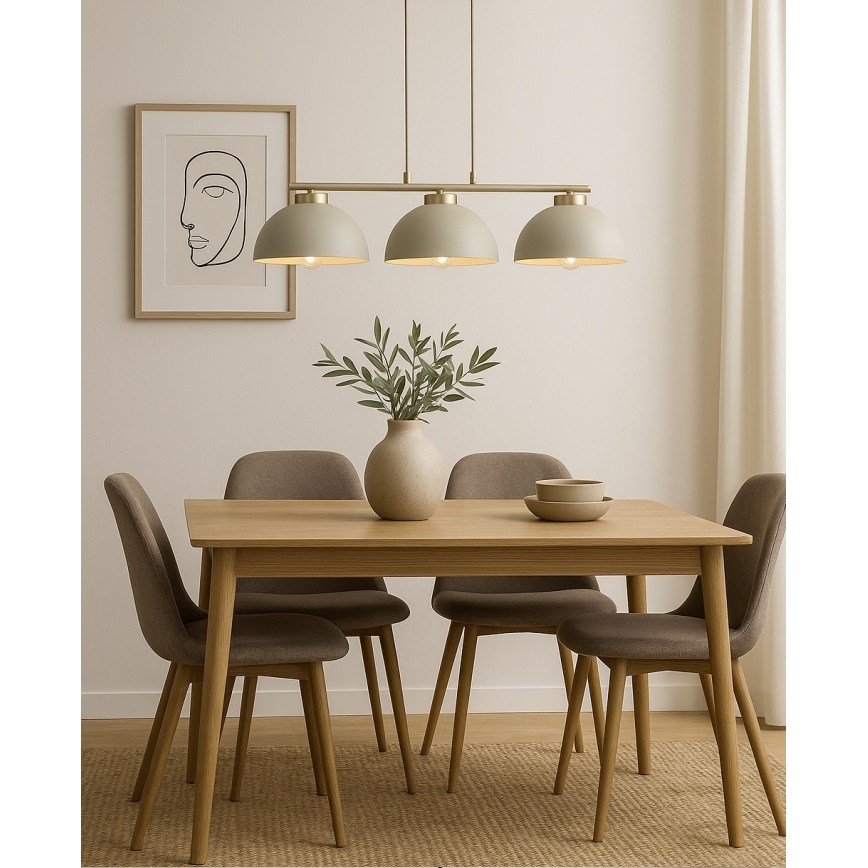 Brilagi - Hanglamp aan kabel MOON 3xE27/60W/230V beige/goud