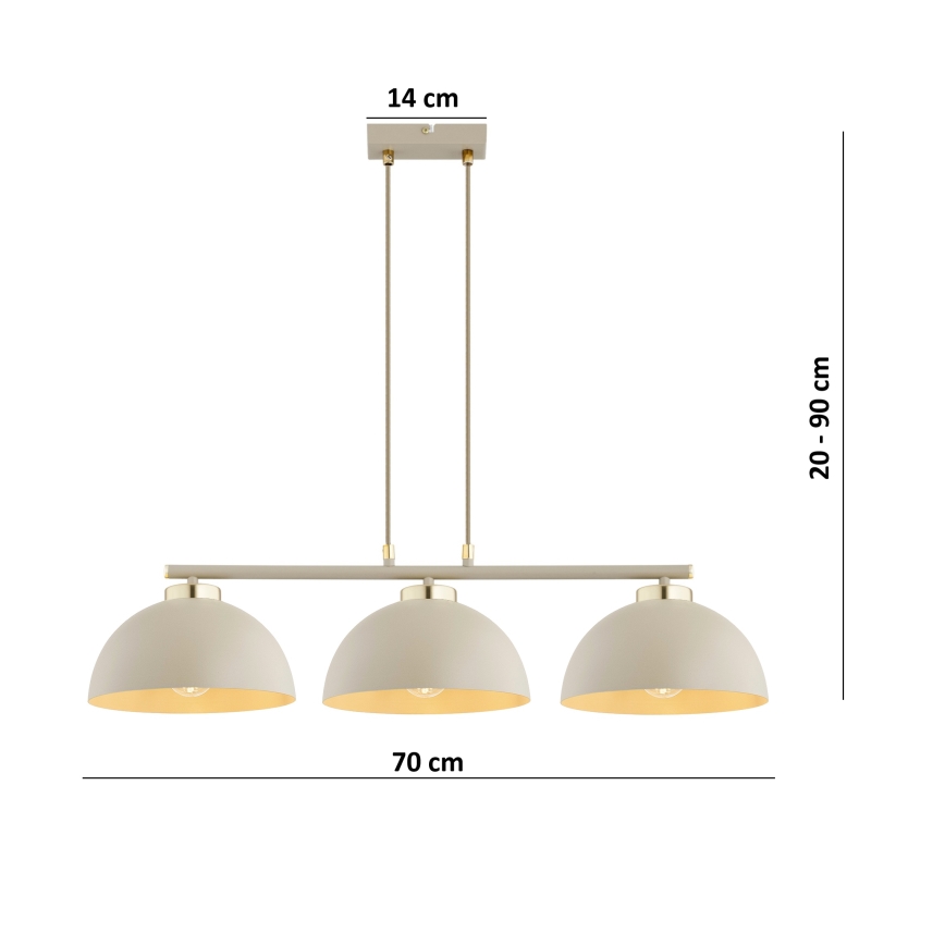 Brilagi - Hanglamp aan kabel MOON 3xE27/60W/230V beige/goud