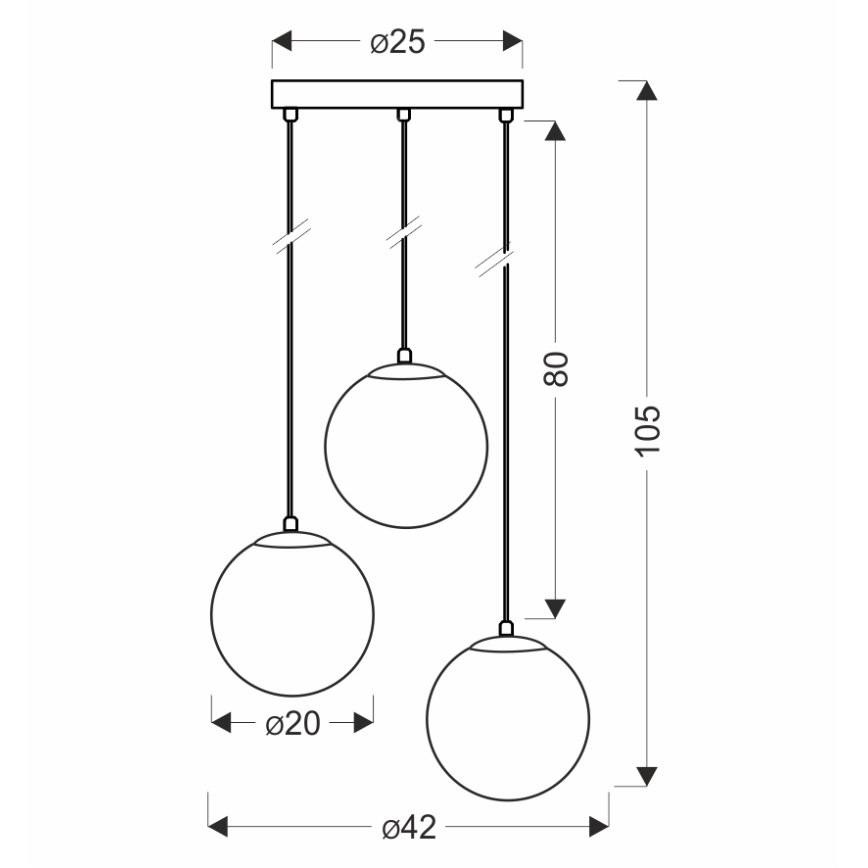 BRILAGI - Hanglamp aan kabel POLOS 3xE27/40W/230V Ø 42 cm zwart