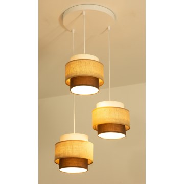 Brilagi - Hanglamp aan kabel RESNA 3xE27/60W/230V Ø 45 cm beige/zwart