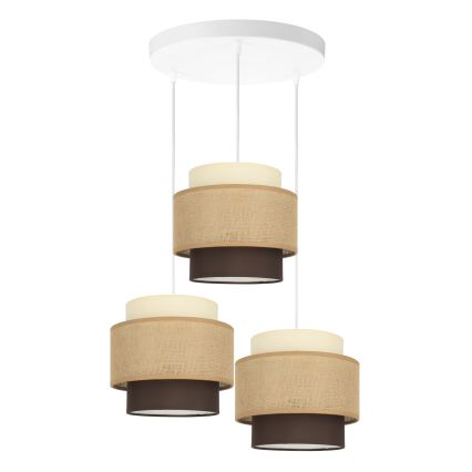 Brilagi - Hanglamp aan kabel RESNA 3xE27/60W/230V Ø 45 cm beige/zwart