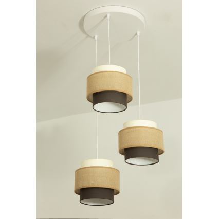 Brilagi - Hanglamp aan kabel RESNA 3xE27/60W/230V Ø 45 cm beige/zwart