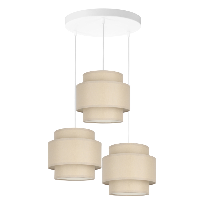 Brilagi - Hanglamp aan kabel RESNA 3xE27/60W/230V Ø45 cm beige