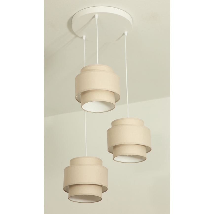 Brilagi - Hanglamp aan kabel RESNA 3xE27/60W/230V Ø45 cm beige