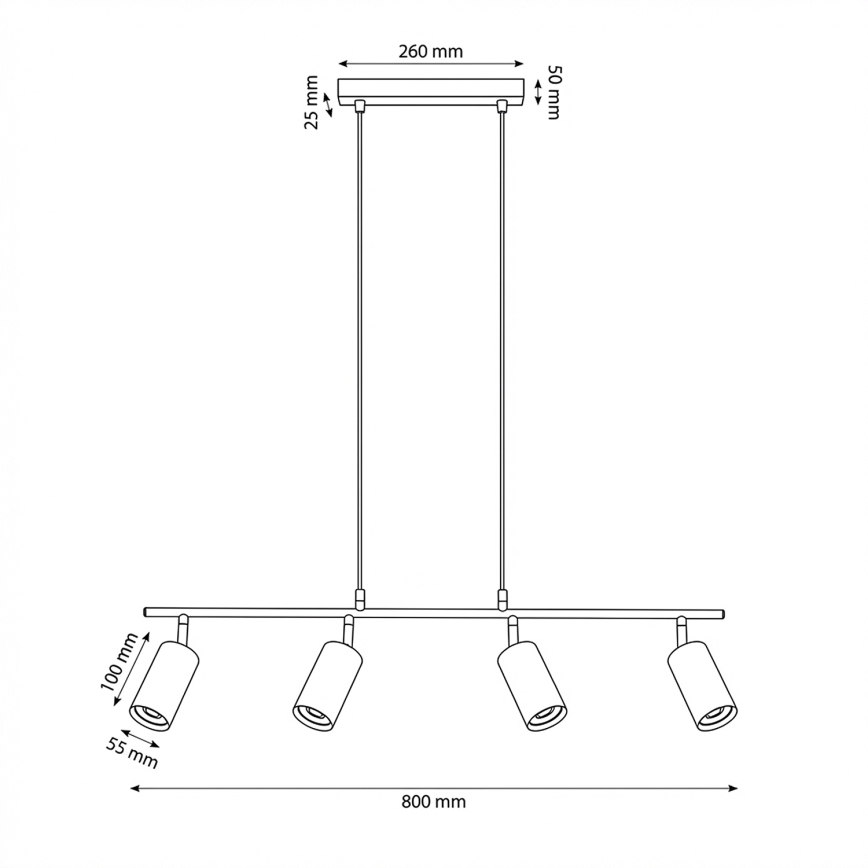 Brilagi - Hanglamp aan kabel SELE 4xGU10/30W/230V zwart