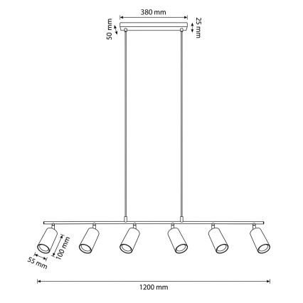 Brilagi - Hanglamp aan kabel SELE 6xGU10/30W/230V wit