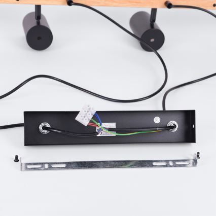 Brilagi - Hanglamp aan kabel SELE 6xGU10/30W/230V zwart/eikdecor