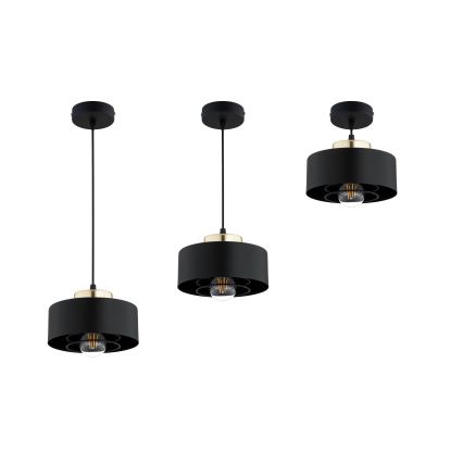 Brilagi - Hanglamp aan kabel SPRING 1xE27/60W/230V Ø 20 cm zwart/goud