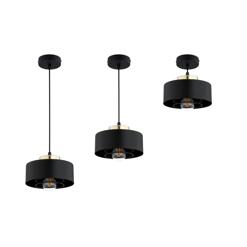 Brilagi - Hanglamp aan kabel SPRING 1xE27/60W/230V Ø 20 cm zwart/goud