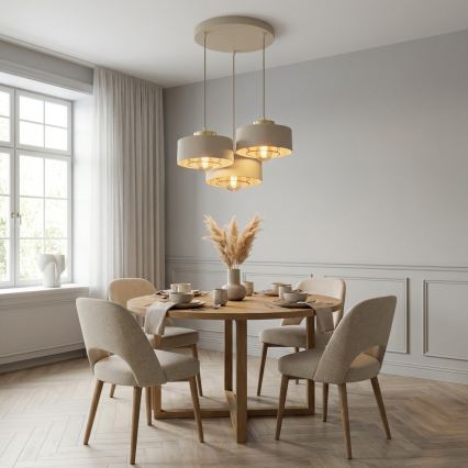 Brilagi - Hanglamp aan kabel SPRING 3xE27/60W/230V beige/goud