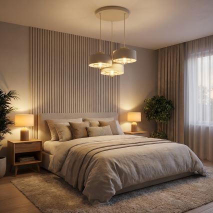 Brilagi - Hanglamp aan kabel SPRING 3xE27/60W/230V beige/goud