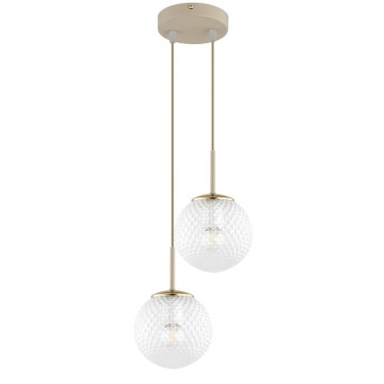 Brilagi - Hanglamp aan kabel STELLA 2xE27/60W/230V beige/goud