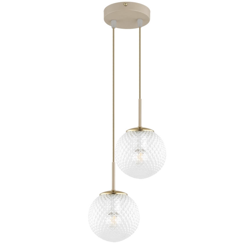 Brilagi - Hanglamp aan kabel STELLA 2xE27/60W/230V beige/goud