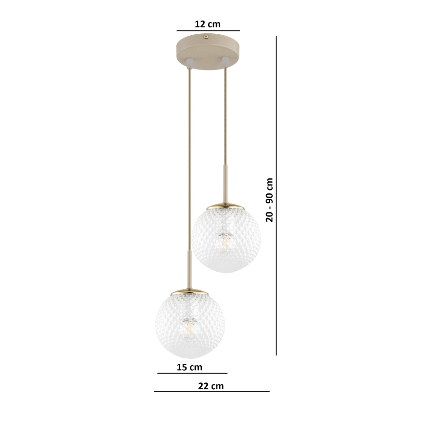 Brilagi - Hanglamp aan kabel STELLA 2xE27/60W/230V beige/goud