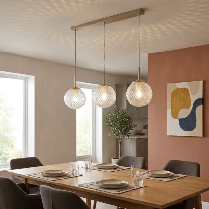 Brilagi - Hanglamp aan kabel STELLA 3xE27/60W/230V beige/goud