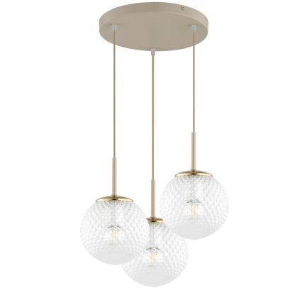 Brilagi - Hanglamp aan kabel STELLA 3xE27/60W/230V beige/goud