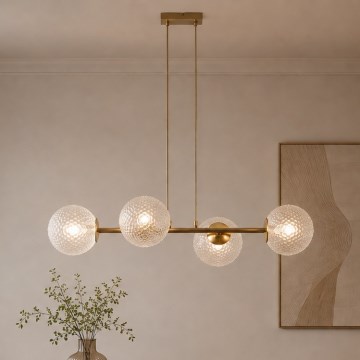 Brilagi - Hanglamp aan kabel STELLA 4xE27/60W/230V beige/goudkleurig