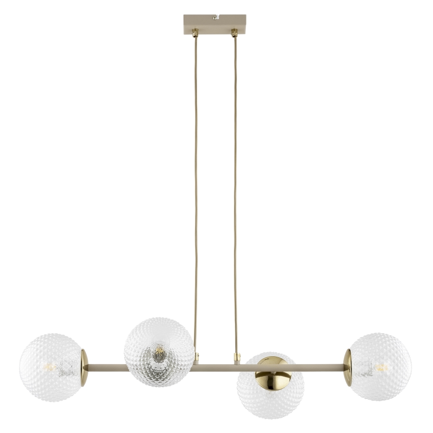 Brilagi - Hanglamp aan kabel STELLA 4xE27/60W/230V beige/goudkleurig