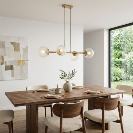 Brilagi - Hanglamp aan kabel STELLA 4xE27/60W/230V beige/goudkleurig