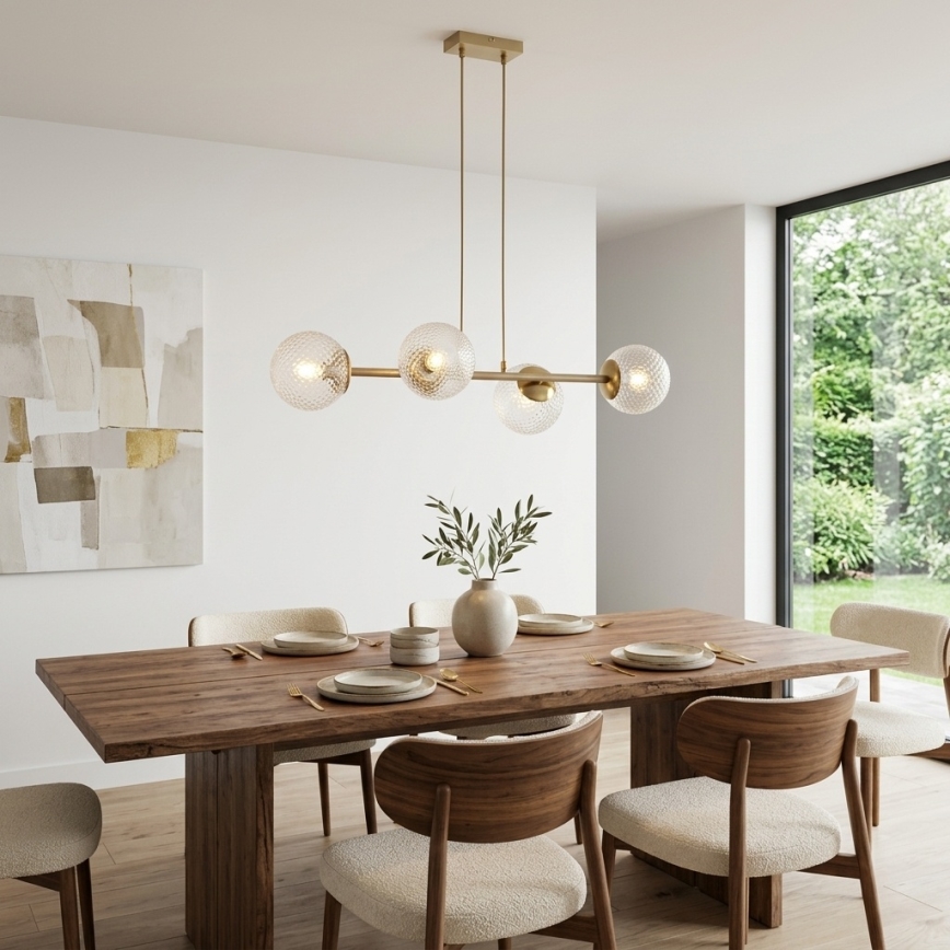 Brilagi - Hanglamp aan kabel STELLA 4xE27/60W/230V beige/goudkleurig
