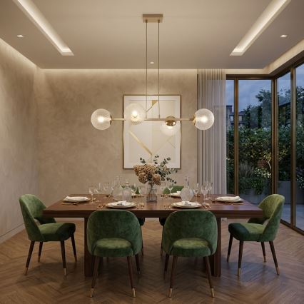 Brilagi - Hanglamp aan kabel STELLA 4xE27/60W/230V beige/goudkleurig