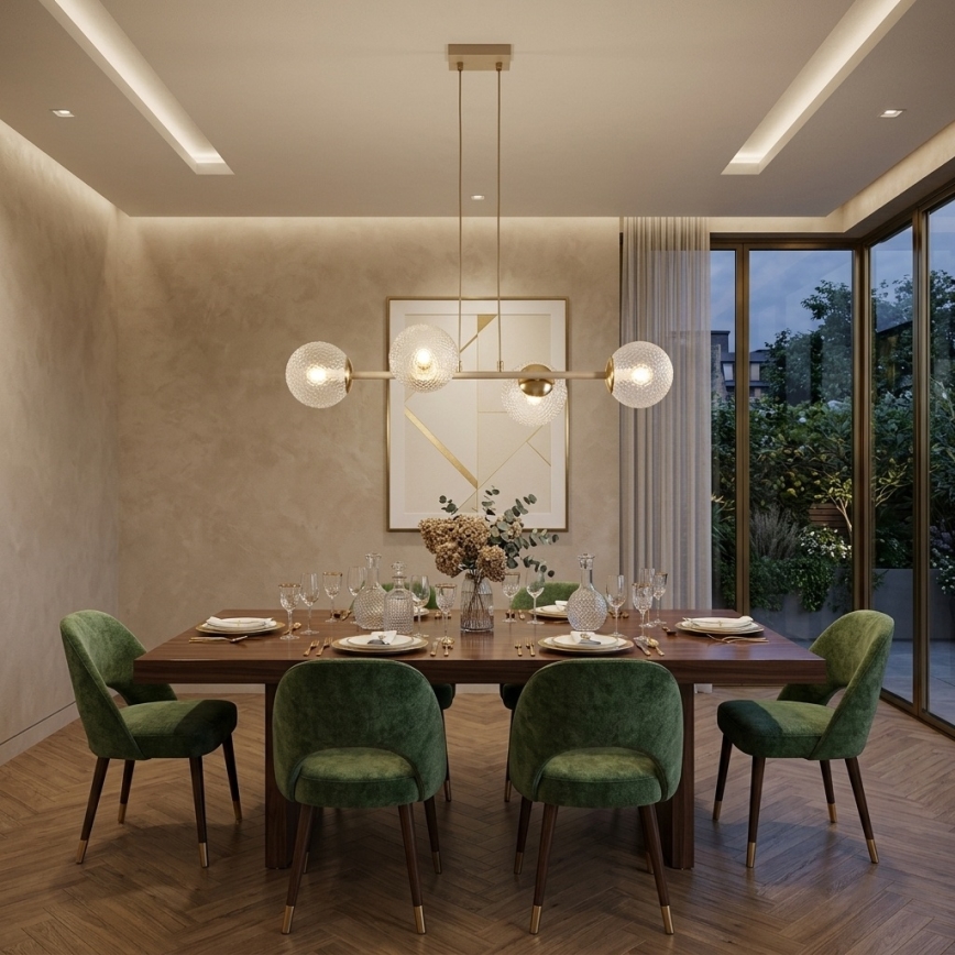 Brilagi - Hanglamp aan kabel STELLA 4xE27/60W/230V beige/goudkleurig