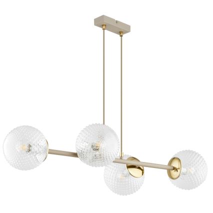 Brilagi - Hanglamp aan kabel STELLA 4xE27/60W/230V beige/goudkleurig
