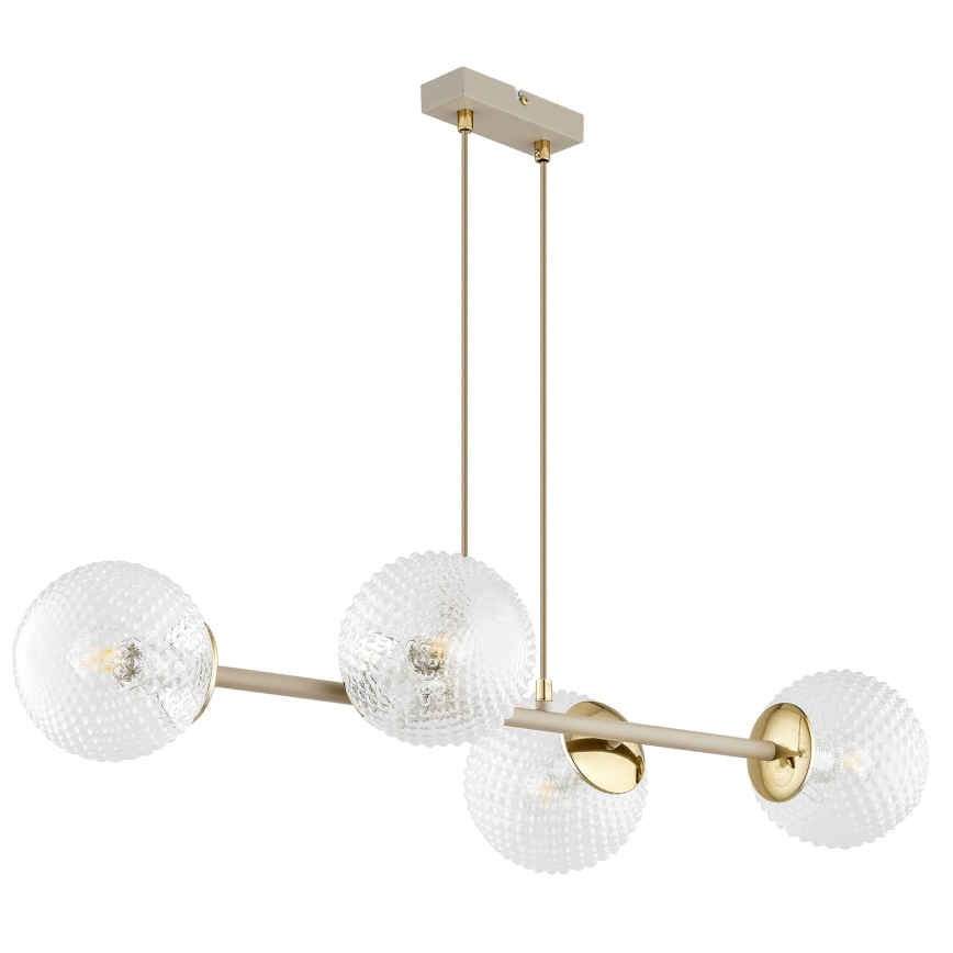 Brilagi - Hanglamp aan kabel STELLA 4xE27/60W/230V beige/goudkleurig