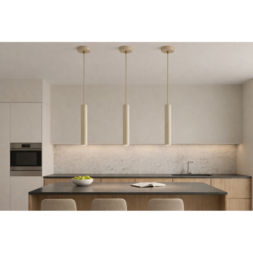 Brilagi - Hanglamp aan kabel TUBE 1xGU10/15W/230V beige/goud