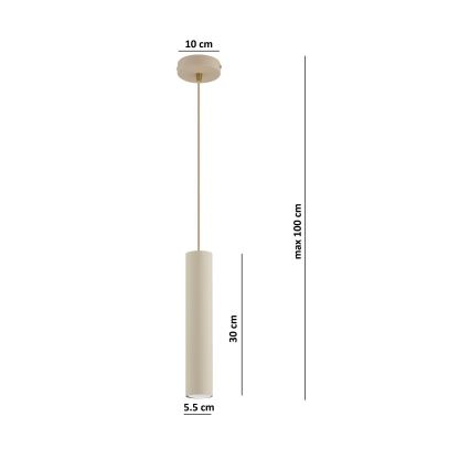 Brilagi - Hanglamp aan kabel TUBE 1xGU10/15W/230V beige/goud