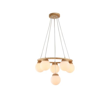 Brilagi - Hanglamp aan kabel VISBY WOOD, 6x E27 / 60W / 230V, Ø 58 cm, hout