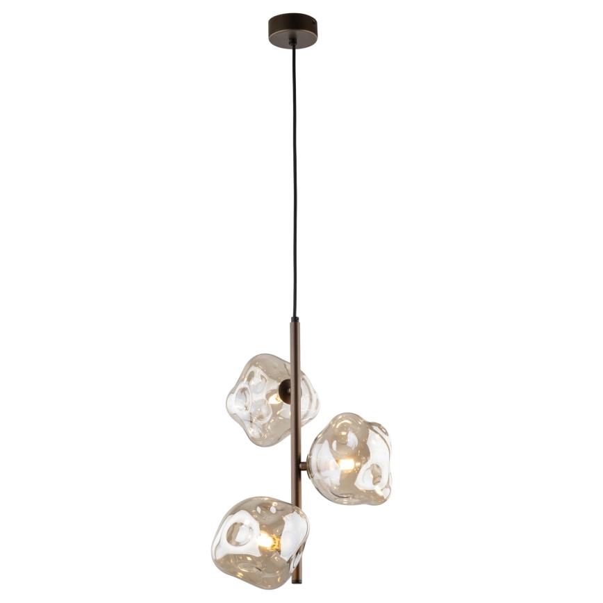 Brilagi - Hanglamp aan kabel VULCANO 3xG9/8W/230V bruin/gerookt beige