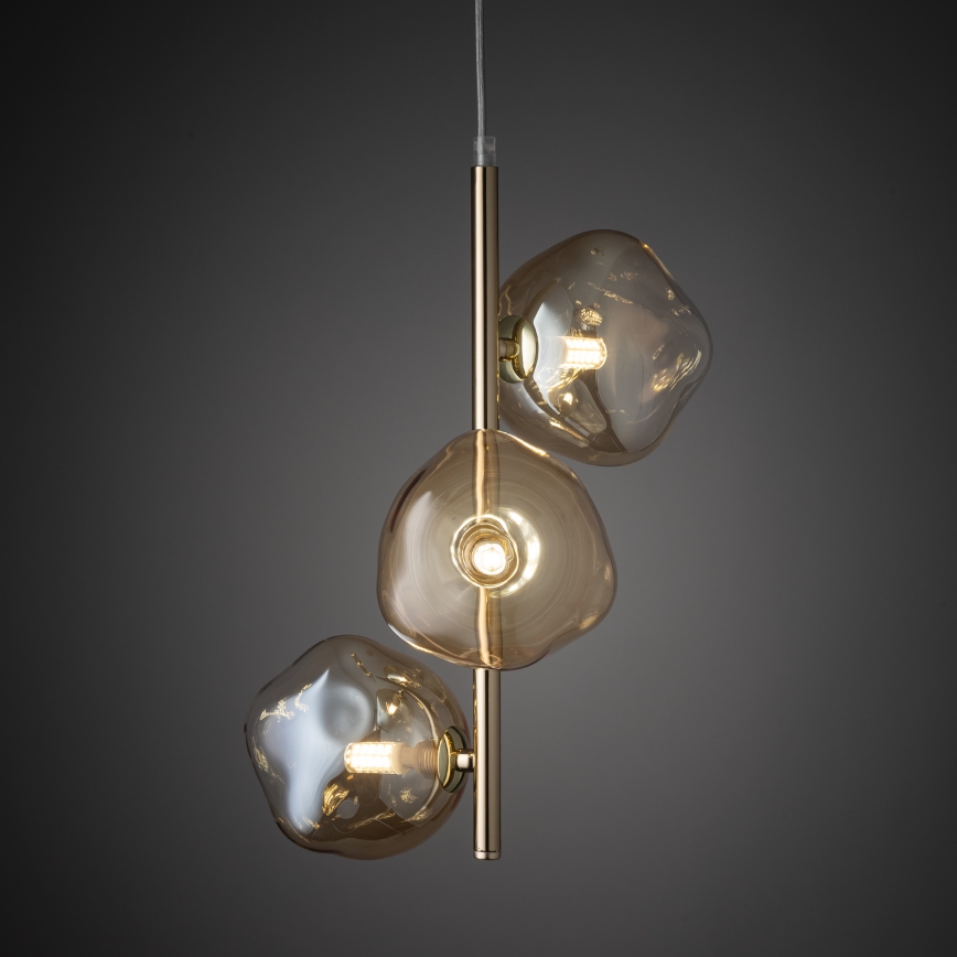 Brilagi - Hanglamp aan kabel VULCANO 3xG9/8W/230V goud/rookbeige