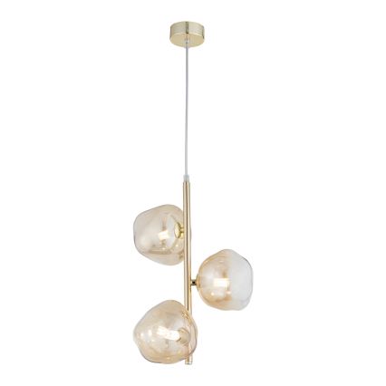 Brilagi - Hanglamp aan kabel VULCANO 3xG9/8W/230V goud/rookbeige