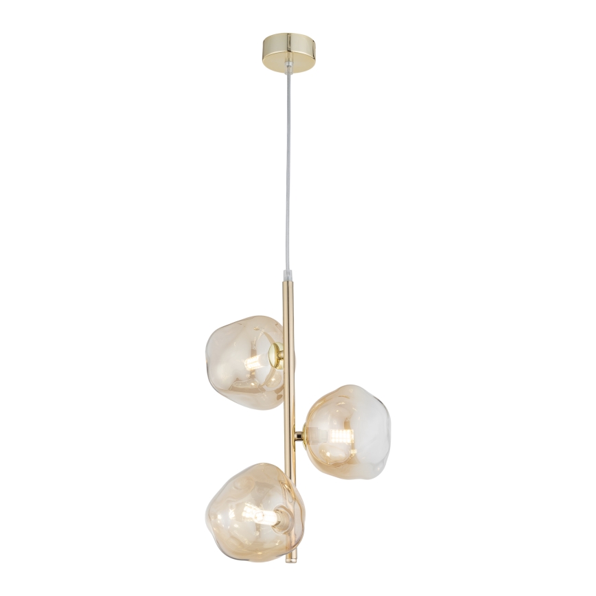 Brilagi - Hanglamp aan kabel VULCANO 3xG9/8W/230V goud/rookbeige