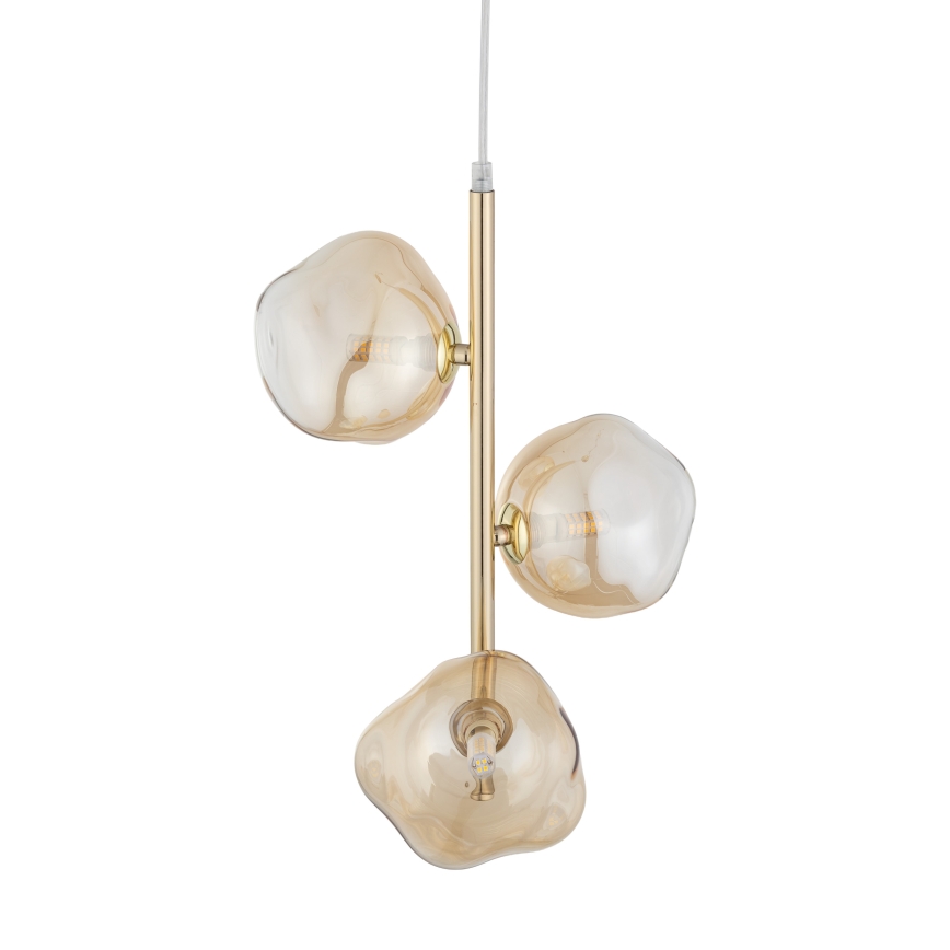 Brilagi - Hanglamp aan kabel VULCANO 3xG9/8W/230V goud/rookbeige