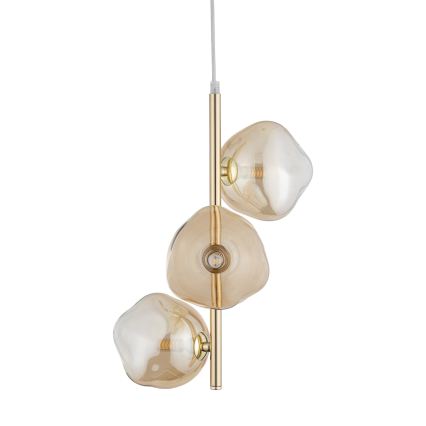 Brilagi - Hanglamp aan kabel VULCANO 3xG9/8W/230V goud/rookbeige