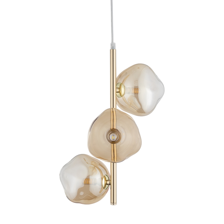 Brilagi - Hanglamp aan kabel VULCANO 3xG9/8W/230V goud/rookbeige