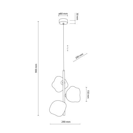 Brilagi - Hanglamp aan kabel VULCANO 3xG9/8W/230V goud/rookbeige