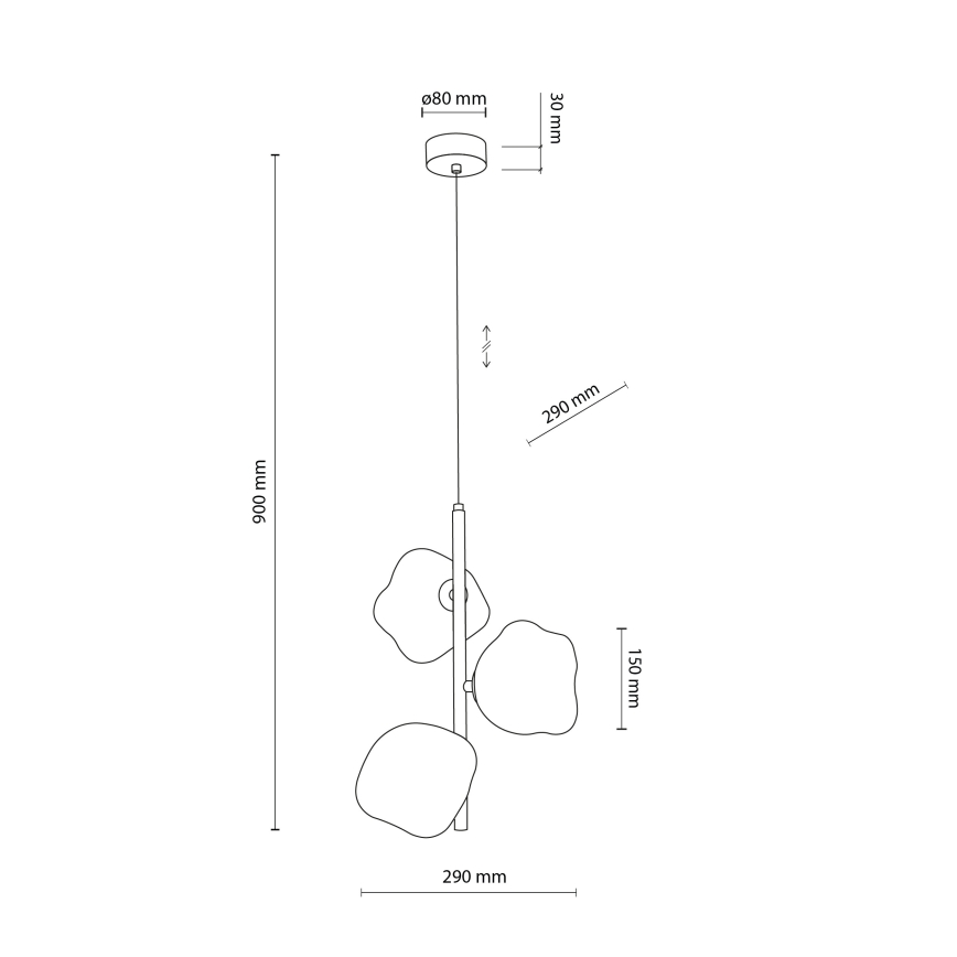 Brilagi - Hanglamp aan kabel VULCANO 3xG9/8W/230V goud/rookbeige